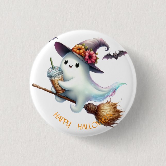 Bóton Redondo 2.54cm Feliz Halloween Assustador (Frente)