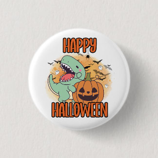 Bóton Redondo 2.54cm Feliz Halloween Dino Pin