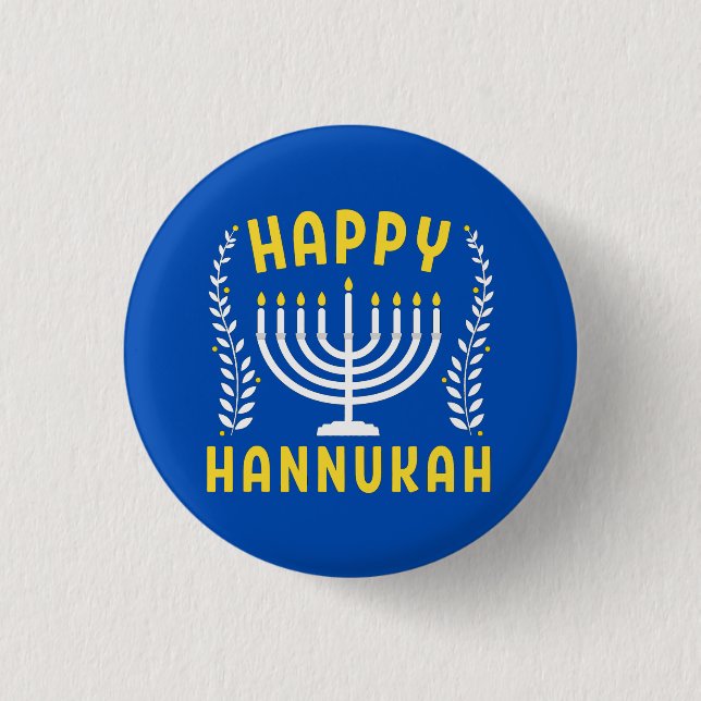 Bóton Redondo 2.54cm Feliz Hanukkah (Frente)