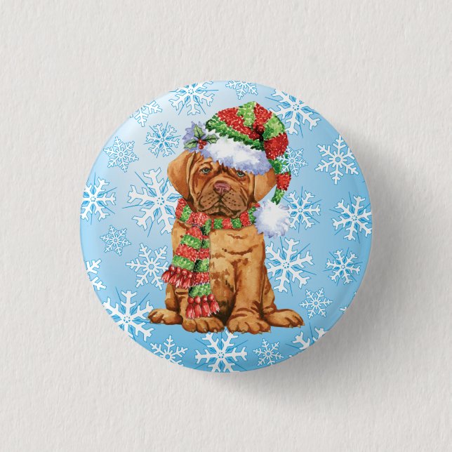 Bóton Redondo 2.54cm Feliz Howlidays Dogue (Frente)