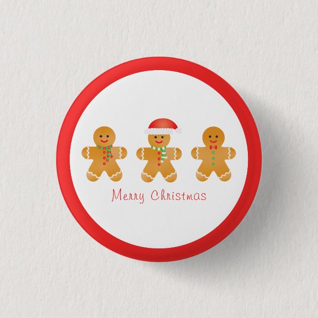 Bóton Redondo 2.54cm Feliz Natal Gingercake Men (Frente)