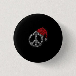 Bóton Redondo 2.54cm Feliz Natal Hippies Símbolo Santa Claus Hat