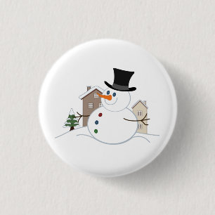 Bóton Redondo 2.54cm Feliz Natal Ilustração de Neve