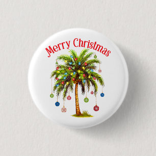Bóton Redondo 2.54cm Feliz Natal Palm Tree Light Havaiana Tropical