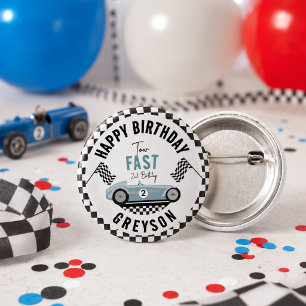 Bóton Redondo 2.54cm Festa de 2 Anos do Menino de Carro de Corrida Rápi
