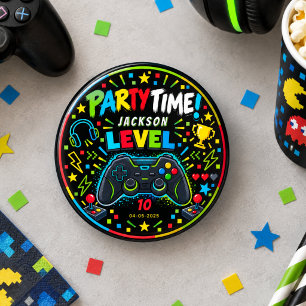 Bóton Redondo 2.54cm Festa de Aniversário de 10 anos do Gamer Subiu de