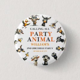 Bóton Redondo 2.54cm Festa de Aniversário de 2 anos com Animais Diverti