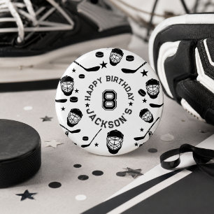 Bóton Redondo 2.54cm Festa de Aniversário de criança de Hockey Black an