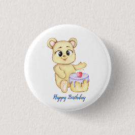 Bóton Redondo 2.54cm Festa de aniversário do Menino do Urso Bonito