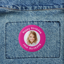 Bóton Redondo 2.54cm Festa de aniversário rosa-quente