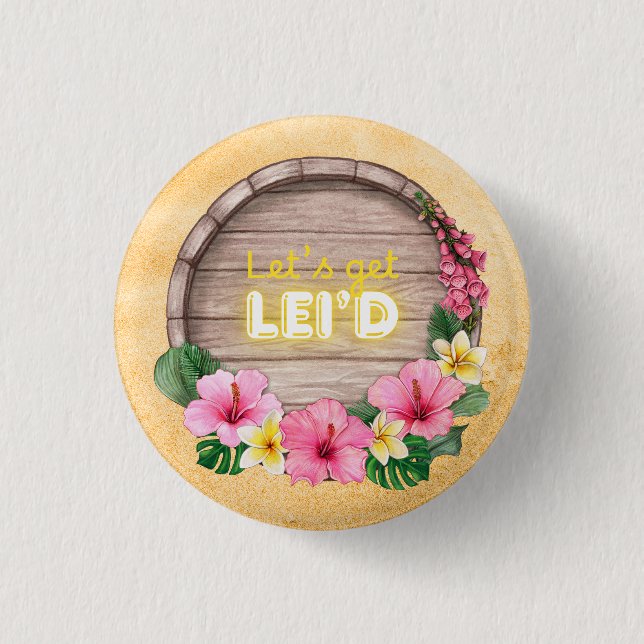 Bóton Redondo 2.54cm Festa de Despedida de Solteira no Havaí (Frente)