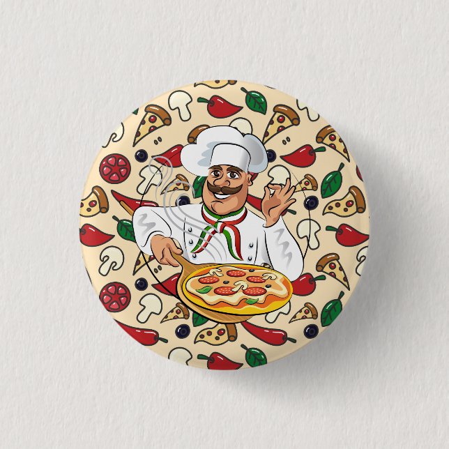 Bóton Redondo 2.54cm Festa de Pizza   (Frente)