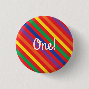 Bóton Redondo 2.54cm Festa de primeiro aniversario do Arco-Íris-Arco-Ír