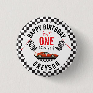 Bóton Redondo 2.54cm Festa de primeiro aniversario Rápido de Um Carro