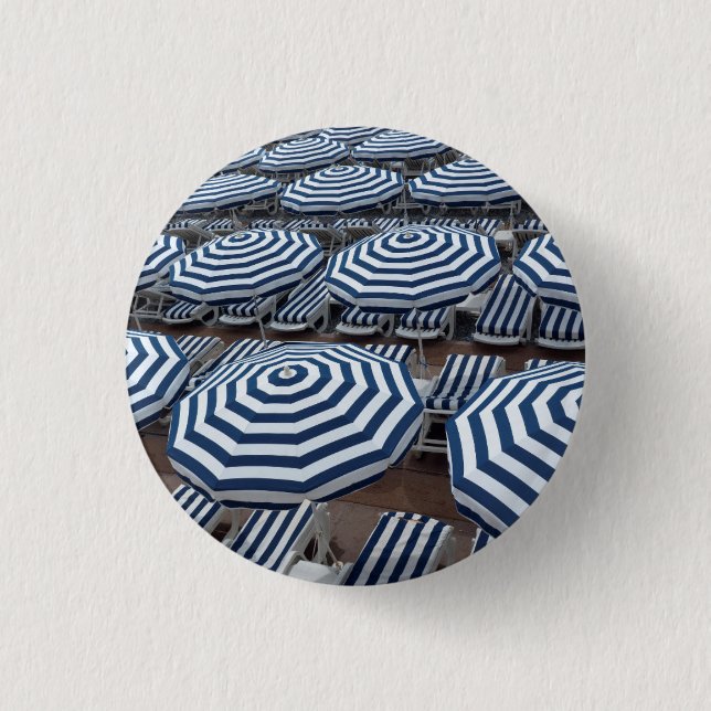 Bóton Redondo 2.54cm Fileiras de guarda-chuvas de praia listrados com (Frente)