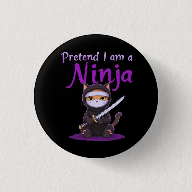 Bóton Redondo 2.54cm Fingir que sou um Ninja - Dia de as Bruxas engraça (Frente)