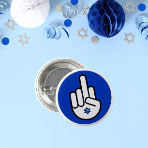 Bóton Redondo 2.54cm Fique com Israel, Dedo Médio Hamsa