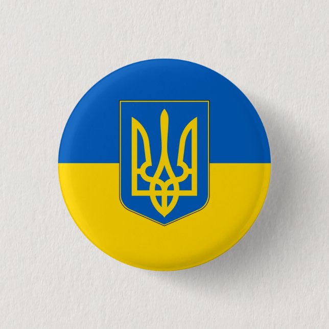 Bóton Redondo 2.54cm Flag of Ukraine Trident (Frente)