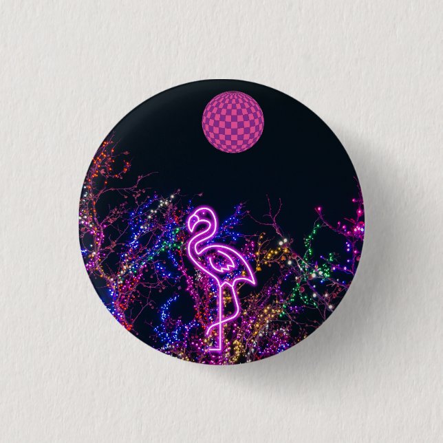 Bóton Redondo 2.54cm Flamingo na festa de dança. (Frente)