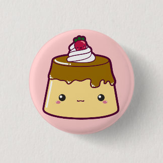 Bóton Redondo 2.54cm Flan bonito com morango & creme