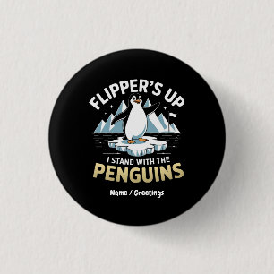 Bóton Redondo 2.54cm Flippers Engraçados, Prendam-Se Com Os Pinguins