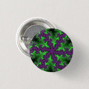 Bóton Redondo 2.54cm Floco de neve verde e roxo
