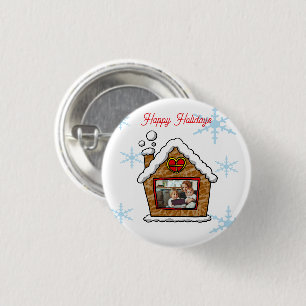 Bóton Redondo 2.54cm Flocos de Neve de Casa de Gingerbread Personalizad