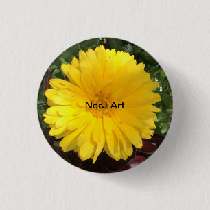 Bóton Redondo 2.54cm Flor amarela bonita pela arte de NorJ