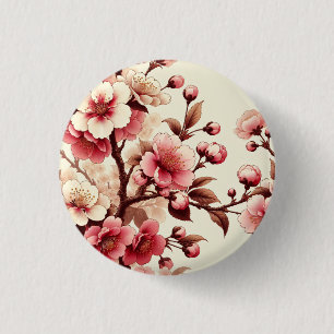Bóton Redondo 2.54cm Flor de Cerejeira