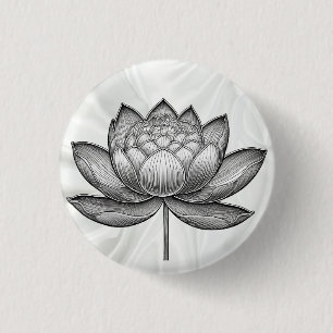 Bóton Redondo 2.54cm Flor de lótus desenhado com mão sagrada, flor de l