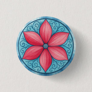 Bóton Redondo 2.54cm Flor rosa