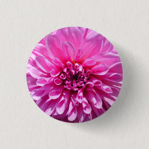 Bóton Redondo 2.54cm Flor Roxo Rosa Dahlia