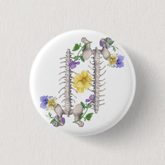 Bóton Redondo 2.54cm Floral Anatomy - Vertebrae, Hip Bone (Frente)