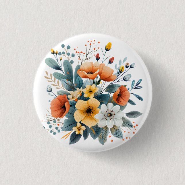 Bóton Redondo 2.54cm Flores Boho do Dia das Mães Clipart-61983 (Frente)