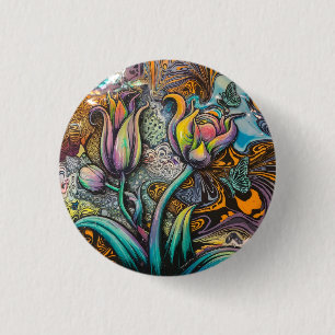 Bóton Redondo 2.54cm Flores de Mandala