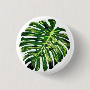 Bóton Redondo 2.54cm Folha de Monstera Tropical