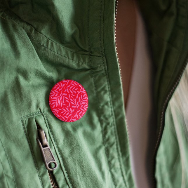 Bóton Redondo 2.54cm Folhagem rosa e vermelha (Criador carregado)