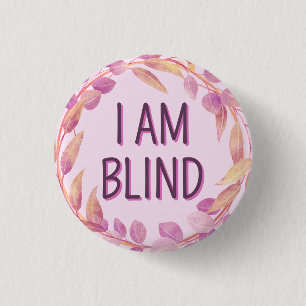 Bóton Redondo 2.54cm Folhas Botânicas Cor-de-Rosa Bonitas Eu Sou Cego