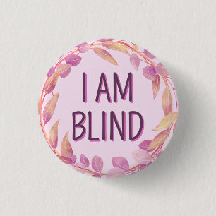 Bóton Redondo 2.54cm Folhas Botânicas Cor-de-Rosa Lindas Eu Sou Cega