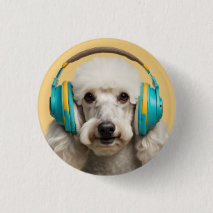 Bóton Redondo 2.54cm Fones de ouvido de veste de poodle