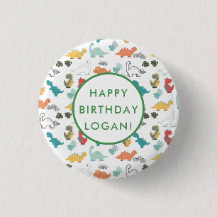 Bóton Redondo 2.54cm Foto da Festa de aniversário do Dinossauro