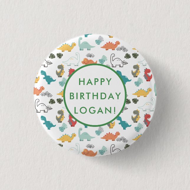 Bóton Redondo 2.54cm Foto da Festa de aniversário do Dinossauro (Frente)