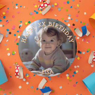 Bóton Redondo 2.54cm Foto Personalizada de Aniversário Feliz Nome e Ida