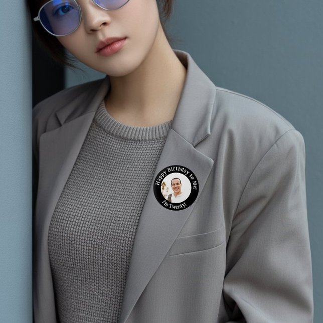 Bóton Redondo 2.54cm Foto personalizada de aniversário, seu Crachá de f (Criador carregado)