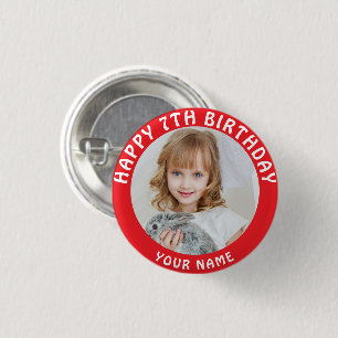 Bóton Redondo 2.54cm Foto Personalizada, Nome E Idade Clássica De Anive