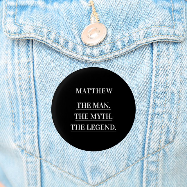 Bóton Redondo 2.54cm Foto preta e branca homem mito lenda (Criador carregado)