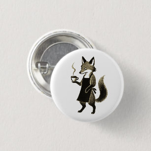 Bóton Redondo 2.54cm Fox Barista - Horário do Café de Pincel de Tinta M