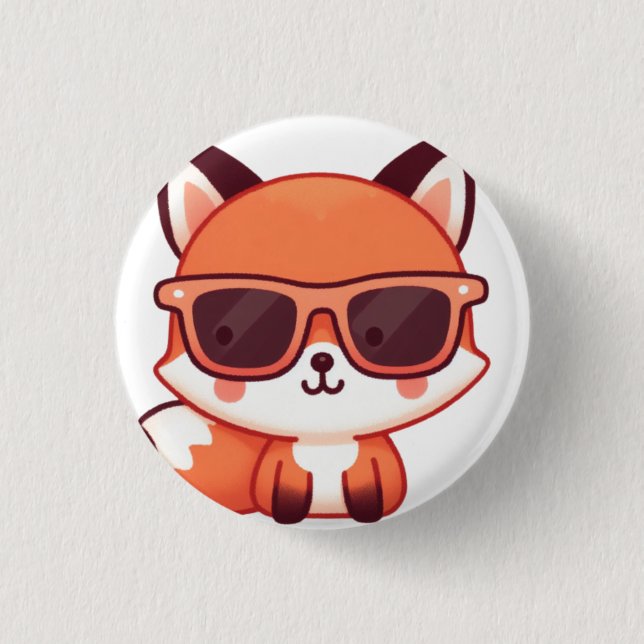 Bóton Redondo 2.54cm fox with sunglasses (Frente)