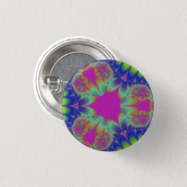 Bóton Redondo 2.54cm Fractal Cactus Bloom (Frente & Verso)