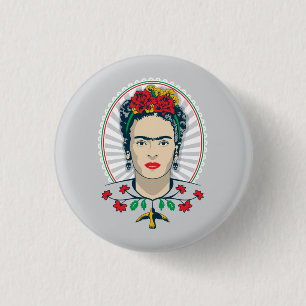 Bóton Redondo 2.54cm Frida Kahlo Floral Vintage